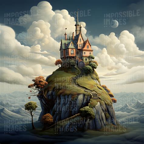 The little house on top of the hill - Impossible Images - Unique stock images for commercial use.