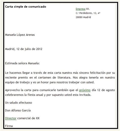 Modelo De Carta Simple Formato De Carta Formal Ejemplo De Carta