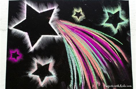 Dazzling Shooting Star Paintings With Chalk Pastels Projects With Kids