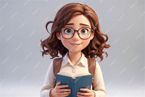 Premium Ai Image Academic Angel 3d Cute Girl In Professor Character