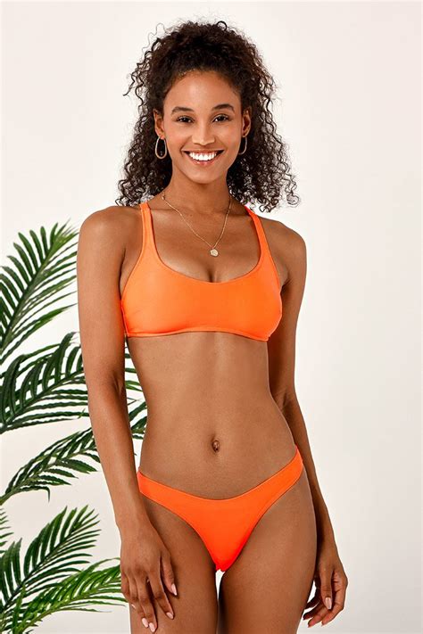 Neon Orange Strappy Tank Bikini