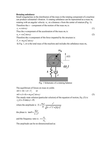 Ln 10 Rotating Unbalance Rotating Unbalance Small Irregularities In The Distribution Of The