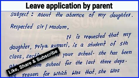 Leave Application By Parent How To Write Leave Application By Parent