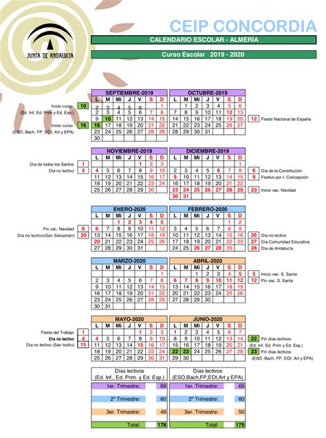 Calendario Escolar Ceip Concordia Ceip Concordia