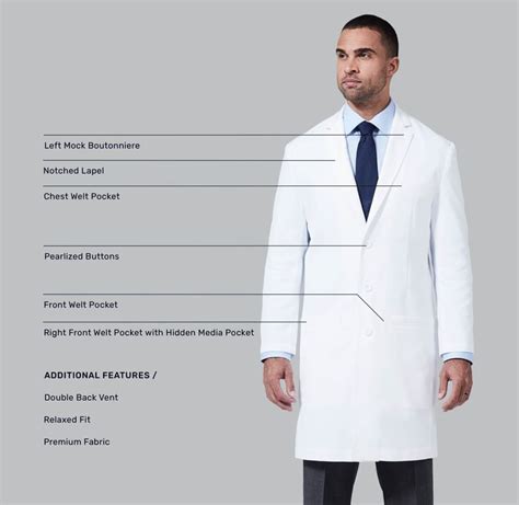 E Wilson M3 Mens Classic Slim Fit White Lab Coat Medelita Lab