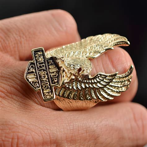 solid  gold mens harley davidson eagle ring  grams