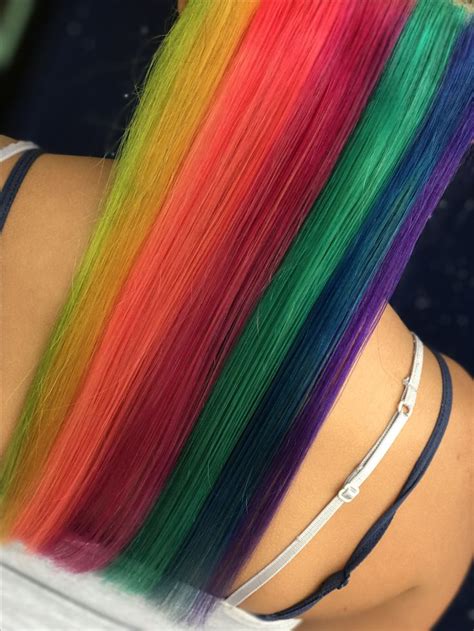 Hidden Rainbow Hair Vivid Hair Color Hidden Rainbow Hair Rainbow Hair Color