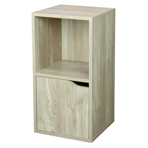 Home Basics 2 Cube Wood Storage Shelf With Doors Natural