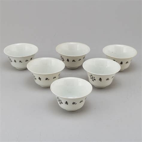 SKÅLAR sex st porslin Kina 1800 1900 tal Bukowskis