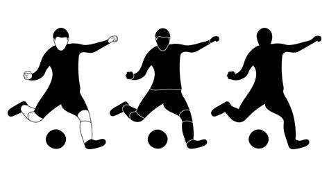 Set, silhouette outline, sportsman football, soccer players. Football ...