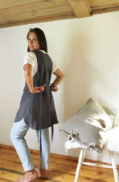 Light Pinafore Apron Dress Linen Smock Linen Pinafore Apron Etsy