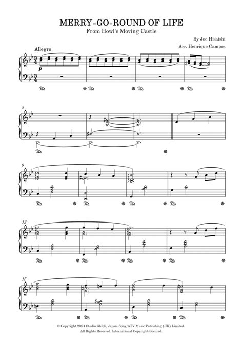 Merry Go Round Of Life By Joe Hisaishi Piano Solo Digital Sheet