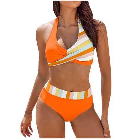 Qcmgmg Womens Bikini Swimsuits Two Piece Halter Summer Bathing Suit