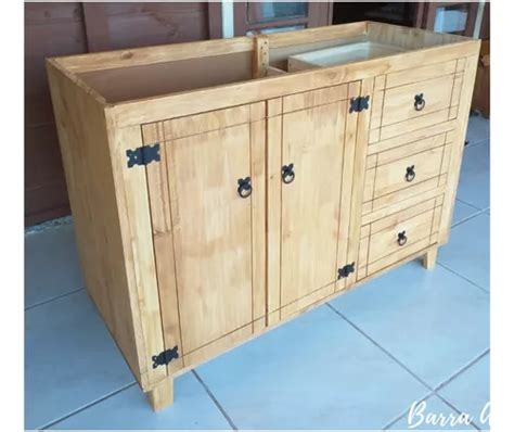 Balcão Pia Madeira De Pinus Rustico Cozinha 92x120x57 Parcelamento