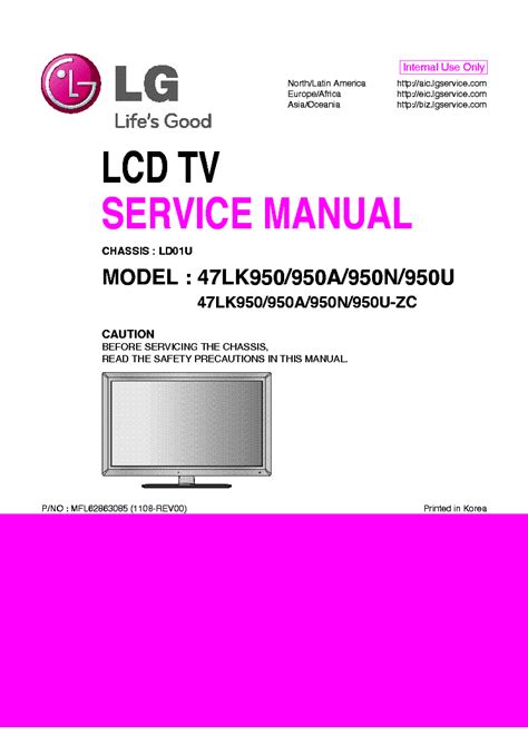 LG 47LK950-950A-950N-950U CHASSIS LD01U MFL62863085 1108-REV00 Service ...