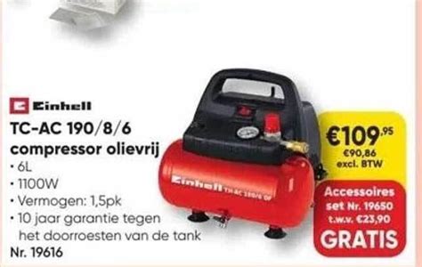 Einhell Tc Ac 190 8 6 Compressor Olievrij Aanbieding Bij Toolstation