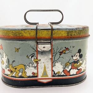 Rare 1935 Disney Mickey Mouse Tin Lunch Box By Geuder Paeschke Frey