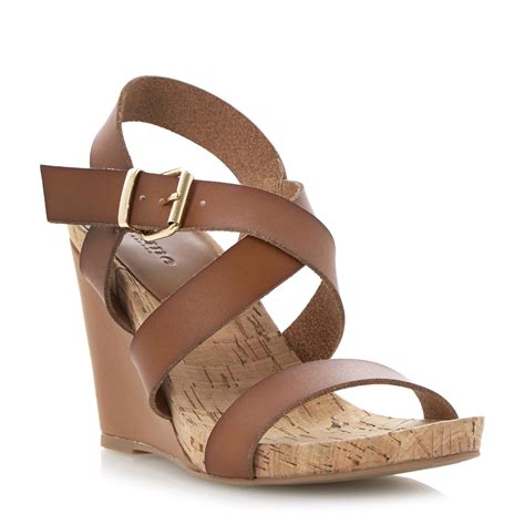 Dune Ladies Grainne Cork Detail Wedge Sandal Tan Dune Shoes Online