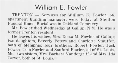 Obituary For William E Fowler Aged 56 ™