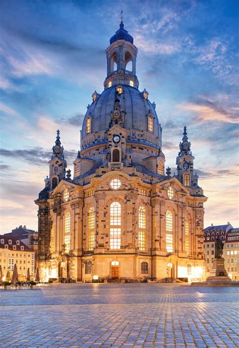 Lutheran Church Dresden Frauenkirche in Dresden at Night, German Stock ...