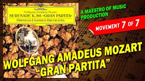 Wolfgang Amadeus Mozart Gran Partita Movement Orpheus