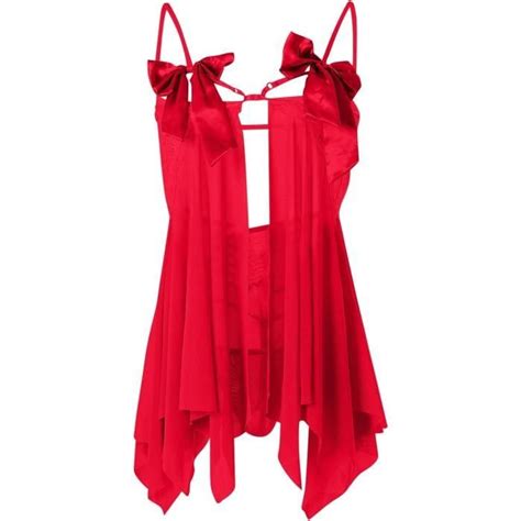 Lingerie Sexy Femme Lingerie Sexy En Dentelle Transparente Chemise De Nuit Dos Nu Red