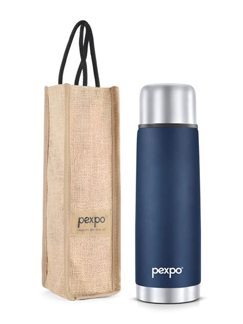 Buy Pexpo Flexo Denim Blue ISI Certified Thermosteel Hot Flask Insulated Water Bottle 500ml