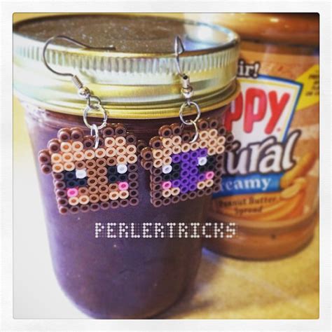 Cute Peanut Butter And Jelly Toast Mini Perler Bead Earrings Hama Beads Pixel Art Geek Jewelry 8