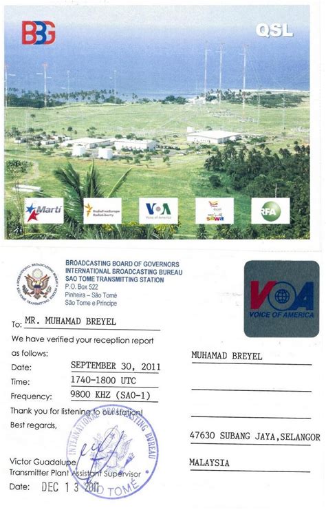 SOUTH EAST ASIA DXING: Voice of America - BBG/IBB -- Sao Tome Principe