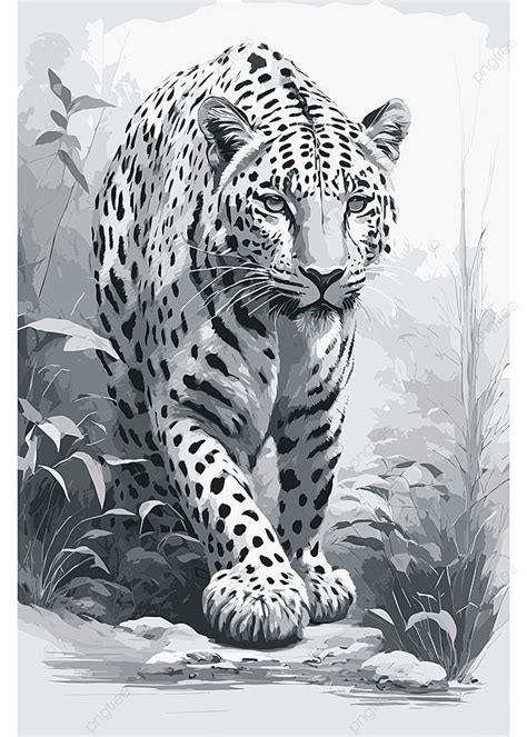 Fundo Ilustra O Vetorial De Um Leopardo Caminhando Pela Floresta Em