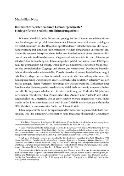 PDF Historisches Verstehen durch Literaturgeschichte Plädoyer für