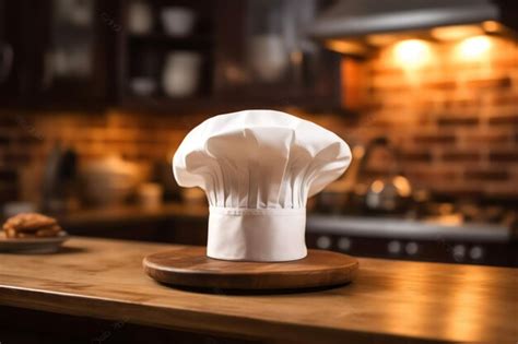 Premium AI Image | White cook hat in the kitchen table and copy space for your decoration ...