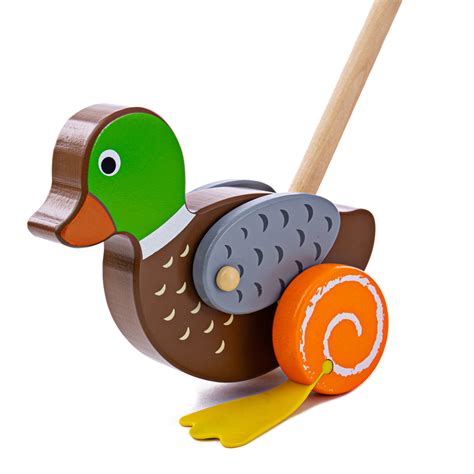 Bigjigs Toys Wooden Duck Push Along Walking Walker Mobility Toy Ebay