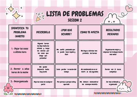 Lista De Problemas Identifica Tu Problema Habito Describelo