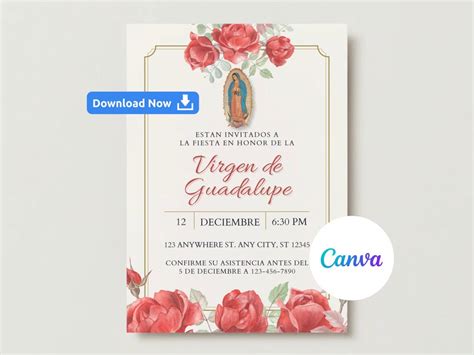 Invitaci N Editable Virgen De Guadalupe Invitaci N Virgen Etsy M Xico