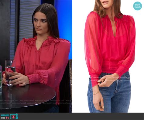 Wornontv Esmes Pink Sheer Tie Neck Blouse On General Hospital Avery