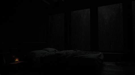 Hours Relaxing In The Dark Bedroom Ambience Rain Sound On Window