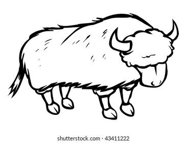 Cartoon Outline Vector Illustration Bison Stock Vector (Royalty Free ...