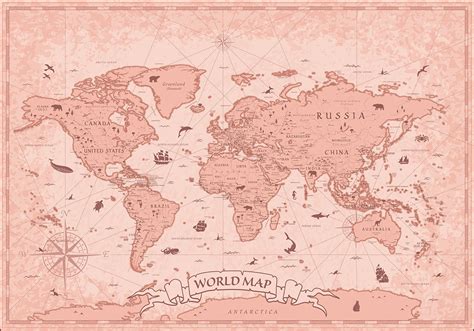 Large World Map Poster in Vintage, Authagraph & Printable