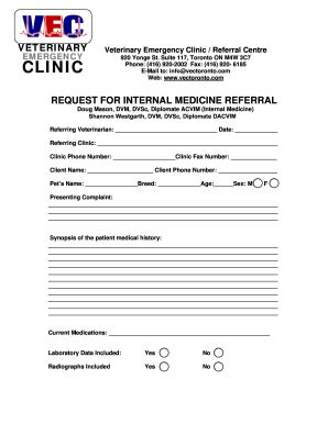 Fillable Online Request For Internal Medicine Referral Fax Email Print