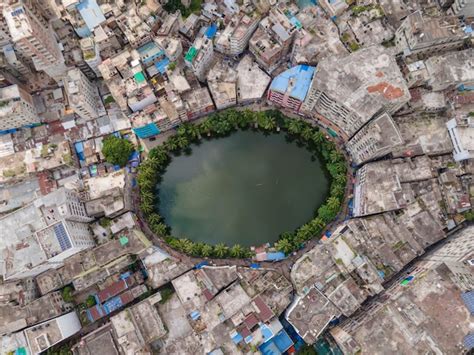 Premium Photo Aerial View Of Gol Talaab Also Known As Nawab Bari