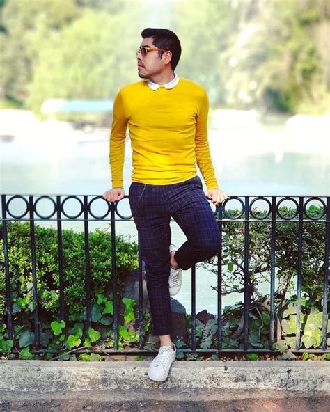 Yellow Sweater Mustard Sweater Fashion Tips With Dark Blue And Navy Casual Trouser Yellow