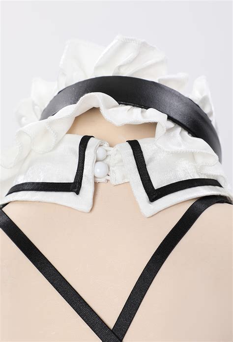 Fierce Fantasy Gothic Dark Maid Lingerie Set Gothic Lingerie Outfit Black Sexy Bodysuit With