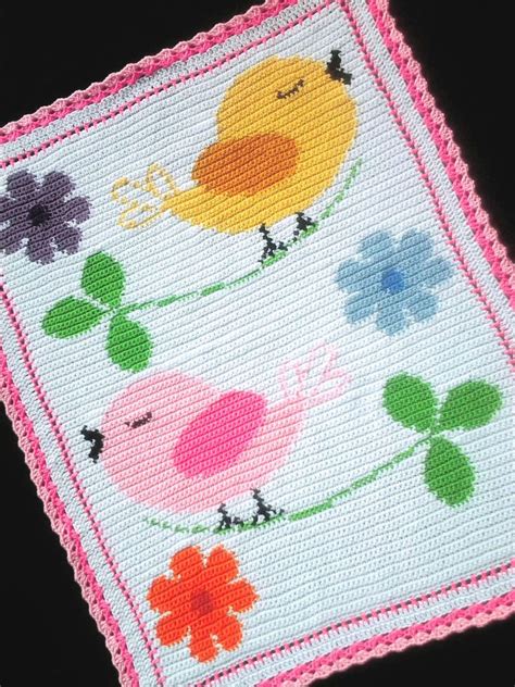 Birds And Flowers Color Graph Baby Afghan Pattern Ebay Baby Afghan