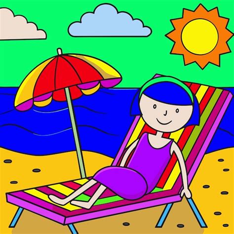 Mujer En Bikini Chica De Verano En Vacaciones Traje De Ba O De Playa Vacaciones Dibujado A Mano