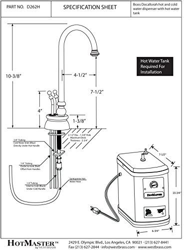 Westbrass D262HFP 12 Docalorah 10 2 Handle Hot And Cold Water Dispenser Faucet With Instant Hot