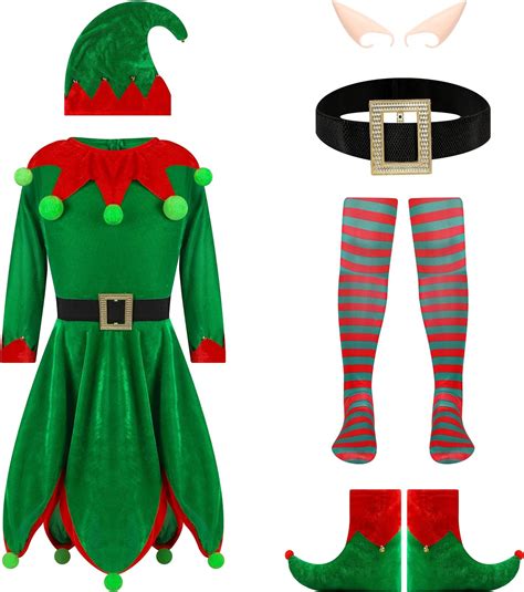 Beicnwod 6pcs Christmas Elf Costume For Women Womens