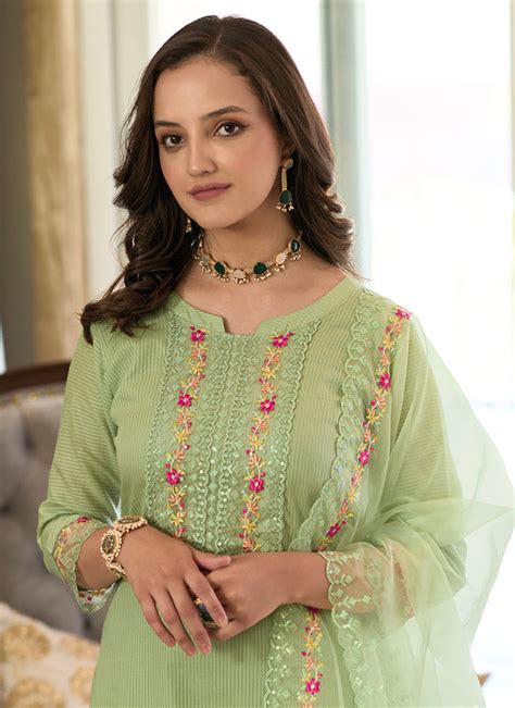 Buy Salwar Kameez Green Multi Embroidery Traditional Salwar Kameez In Usa Uk Canada