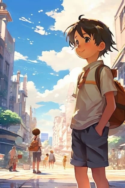 Premium Photo | Illustration of 2 school children in cartoon and anime ...