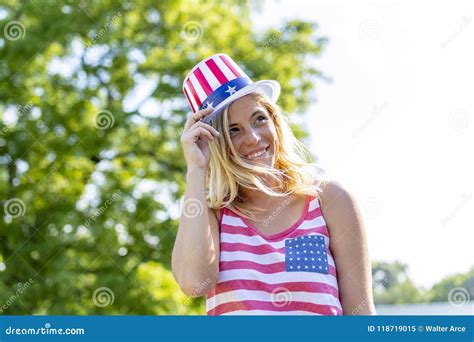 Gorgeous Patriotic Blonde Model Enjoying The Th Of July Festivities